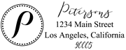 Solid Line and Dot Border Letter P Monogram Stamp Sample